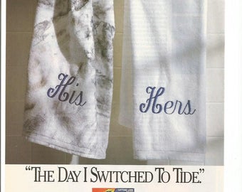 1995 Advertisement Tide Laundry Soap Detergent His Hers Towels The Day I Switched Got To Be Laundry Bathroom Wall Art Decor