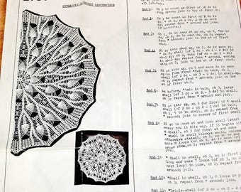 Vintage 1950s Mail Order Crochet Pattern 2757, Starburst Doily, 25" 20" Round, Crocheted Thread Lace Pineapple Tabletop Centerpiece Doilies