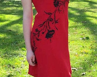 Vintage Ladies Black Beaded Red Party Dress by Coldwater Creek Size 6 Only 11 USD