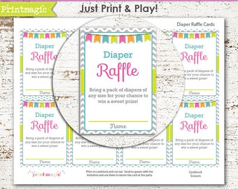 Grey Chevron Diaper Raffle Printable Baby Shower Game - Instant Download - Diaper Raffle - Unisex Baby Shower - Gender Neutral Baby Shower