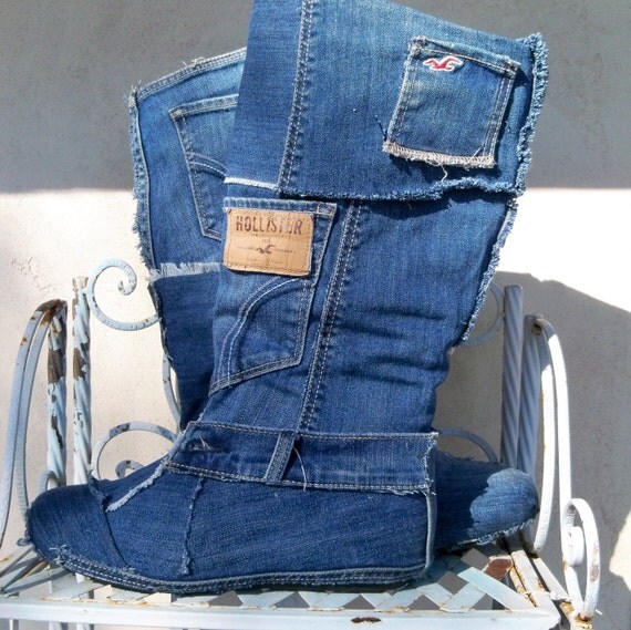 denim slouch boots