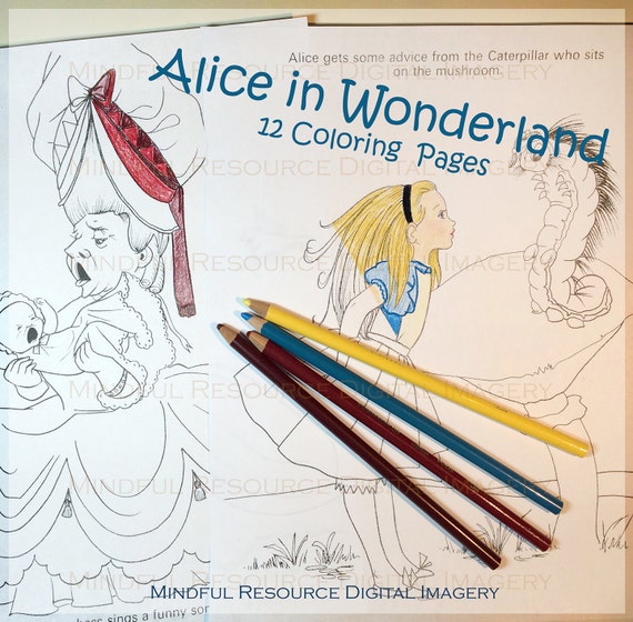 Alice in Wonderland Coloring Set 1971 Printable Vintage Alice