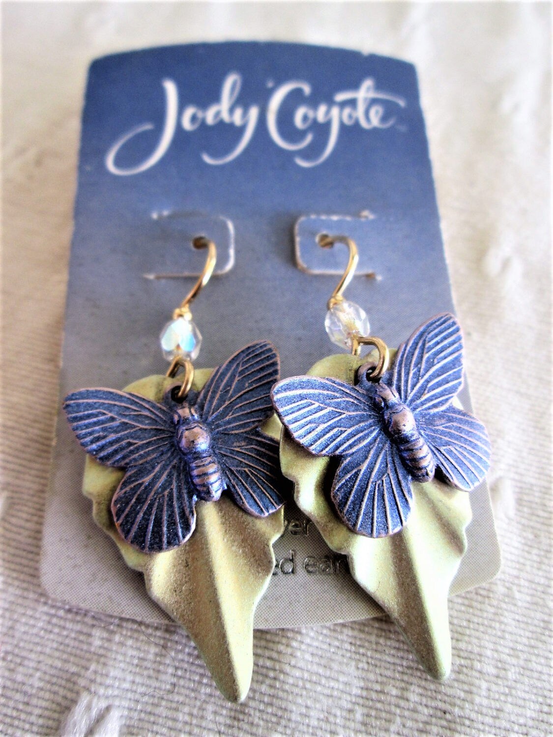 Purple Butterfly Dangle Earrings Jody Coyote Ear Wires