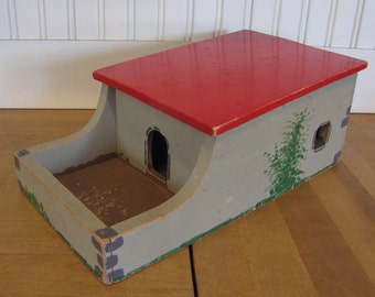 Vintage 1970's Holgate Toy Cottage House, Holgate Toys, Wood, 1970's, 1960's, Doll House, Cottage, Handpainted, Kane PA, Made in USA