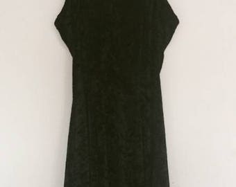 Black Velvet Dress Vintage Mini-Dress Retro Velour Statement Strap Skirt Flare Sweetheart Neckline Vintage Black Velvet 90s Dress