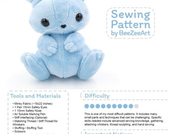 Bunny Stuffed Animal Sewing Pattern, Plush Toy Pattern, Rabbit Plushie Pattern, PDF, Digital Download