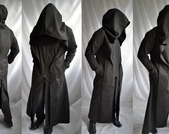 Anon Coat ( mens coat overcoat waistcoat extra large hood trench coat reaper ritual robe dystopia post apocalyptic )
