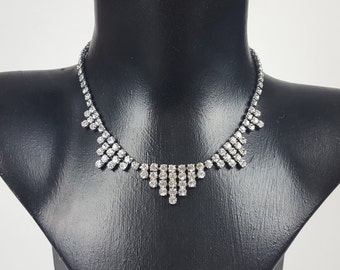 1950s Vintage Necklace Diamante with Zig Zag Design