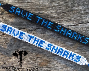 Save The Sharks Bracelet - Ocean Inspired - Custom Made - Friendship Bracelet
