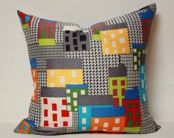 Skyline pillow cover , pop up art pillow, multi color buildings, modern pillow cover, scandinavian pillow, colorful buildings pillow