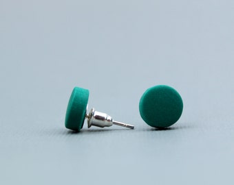 Emerald green studs, Forest green studs, matte green studs, forest green, minimalist earrings, dark green earrings, Emerald green earrings
