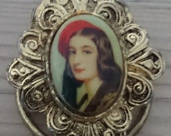 Vintage portrait scarf clip