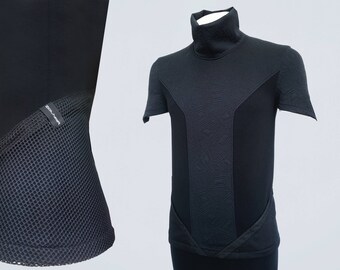 40% Black men's shirt S size cyberpunk clothing- FN man q1