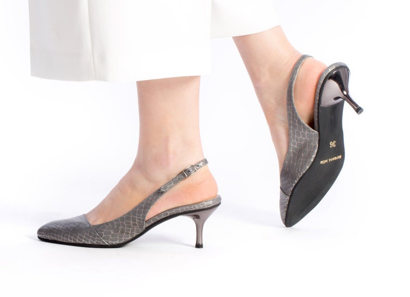 grey heeled shoes