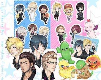 Final Fantasy XV STICKERS, Cute Anime Stickersheet, FFXV Noctis Prompto Gladio Ignis, Luna Cidney Ravus, Kawaii Manga Chibi Sticker Sheet