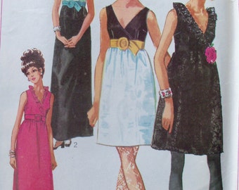 Vintage 1968 Empire Waist Dress Pattern Simplicity 7855 Size 12