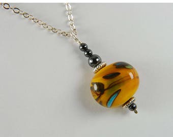 Orange Lampwork Necklace Earthy Necklace Boho Jewelry Orange Necklace Earthy Jewelry Gifts
