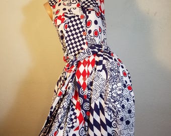 FREE SHIPPING 1960 Mod geometric Dress