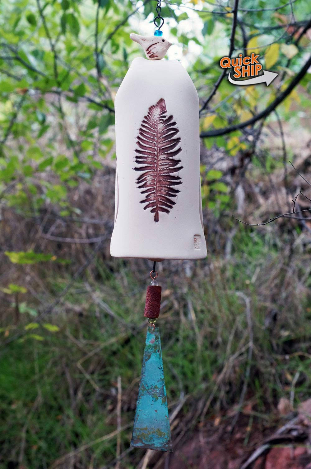 Unique Wind Chimes Ceramic Pottery Garden Bell Copper