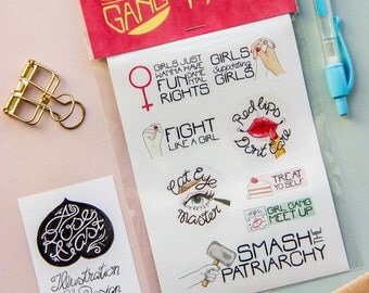 Feminist / Girl Gang Vinyl Stickers // Feminism, Nasty Women, Women's Rights, Future is Female, Planners, Journals, Smash the Patriarchy