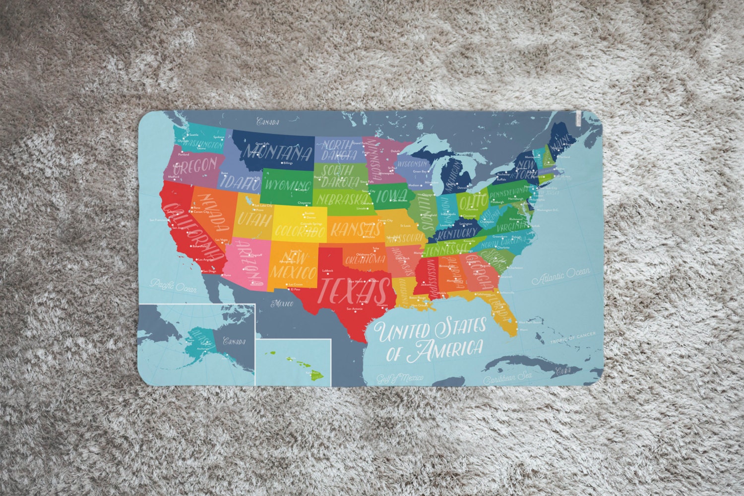 United States Map Blanket / Personalized Baby Blanket / Name