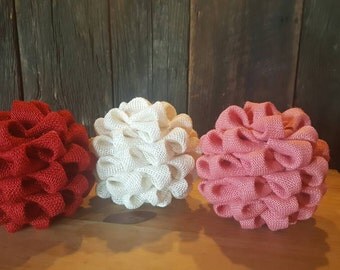 Set of 3 Burlap Balls - Rustic Valentines Day vase and bowl fillers - Valentine day decor - Kissing Balls