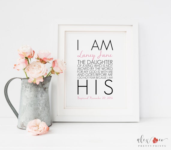 I Am the Daughter of a King Printable Personalized Quote Wall