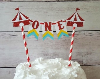 Circus First Birthday Topper Circus Cake Bunting Circus Cake Topper Circus Smash Cake Age Cake Topper Circus Party Decor Circus Bunting