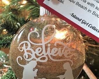 Beach Christmas Ornament, Hawaiian Christmas Ornament, Maui Christmas Ornament, Keepsake Ornament, Sand Ornament - Made in Maui