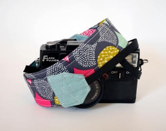 Cute camera strap, organic cotton camera strap, Grey DSLR camera strap, Nikon strap