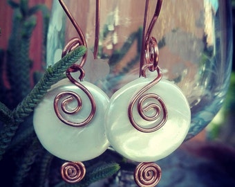 ORECCHINI PERLE RAME Artigianali Orecchini Eleganti Perle Naturali Gift Lovely Earrings Orecchini Hand Made Orecchini Perle Argento Stupendi