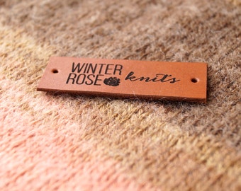 Custom made leather labels, knitting labels, personalized clothing tags, logo garment tags, real leather labels, set of 25 pc