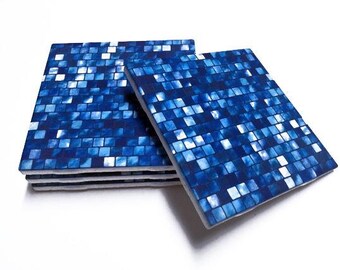Blue Coasters - Drink Coasters - Blue Home Decor - Tile Coasters - Ceramic Coasters - Table Coasters On Sale