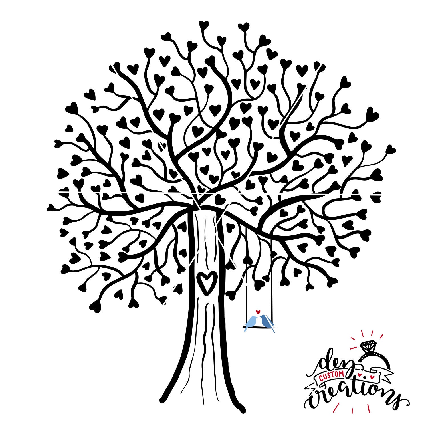 Tree SVG Lovebirds SVG Heart tree svg file Tree with