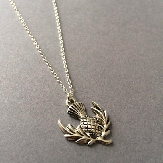 Scottish Thistle Necklace Thistle Necklace Charm Necklace