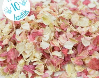 1 Litre approx 10 guests Natural Wedding Confetti Eco-Friendly Biodegradable Dried Delphinium Petals Raspberry / Vanilla, blush pink, ivory