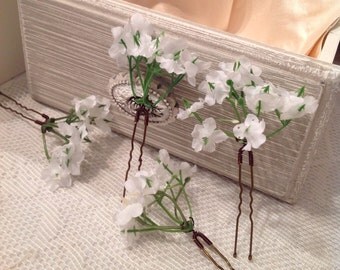 Gypsophila Hairpin, Gyp hairpin, Baby's Breath hair pin, Bridal hair pin, Wedding hair accessories, Flower Hair pin, Flowergirl, Bridesmaid,