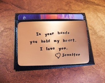 7th Anniversary Gift, Copper Anniversary, 7th Wedding, Copper Wallet Insert, Natural Copper