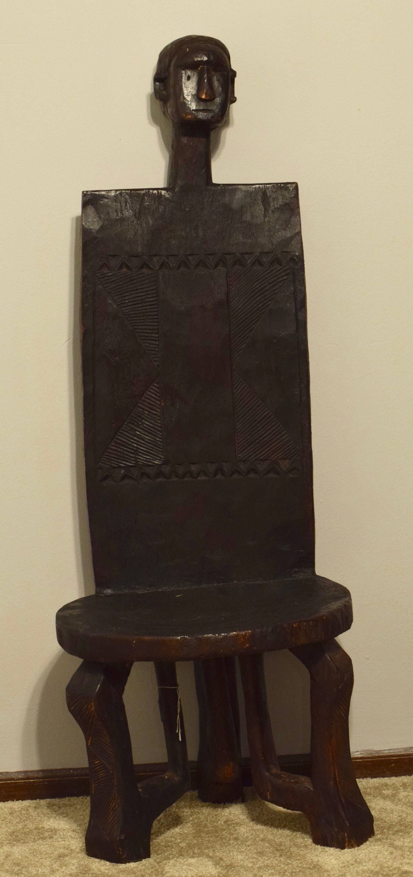 African Chair Tanzanian Carved Wood Male Chiefs Throne Handmade