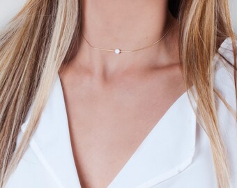 Opal Choker, Gold Choker Necklace, White Opal Choker, Silver Choker, Blue Opal Necklace, Minimal Necklace, Rose Gold Choker, Dainty Necklace