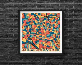 AIX-en-PROVENCE City Map - France - Giclee Fine Art Print - Abstract - Modern - Wall Art - Home - Office - Cote dAzur - Gift