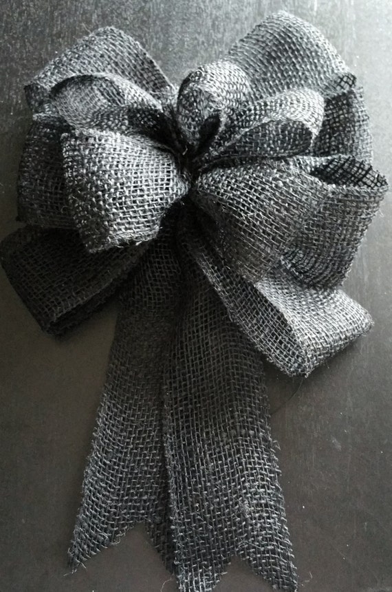 Bows PreMade Burlap Bow Black Bow Gift Bow Wreath