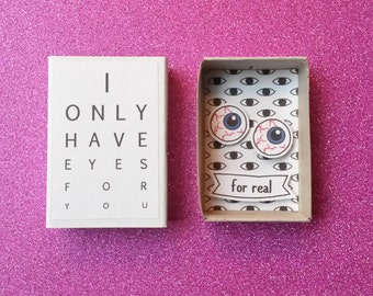 Halloween card / Creepy cute matchbox / Funny anniversary / Eyes for you / Zombie lover / Spooky gift / Bloody eyeballs / Awkward card