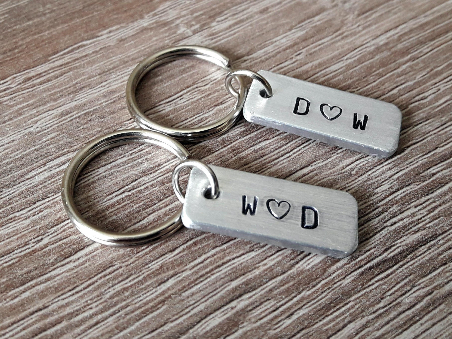 Couples Keychain Set Custom Initials Matching Set of 2