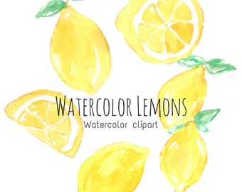 Watercolor Clip Art Set - Lemon Clip Art - Food Clip Art - Watercolor Fruit - Commercial Use