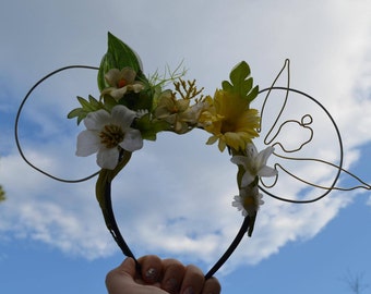 Tinkerbell Ears, Peter Pan Mickey Ears, Fairy Mouse Ears, Floral Ears