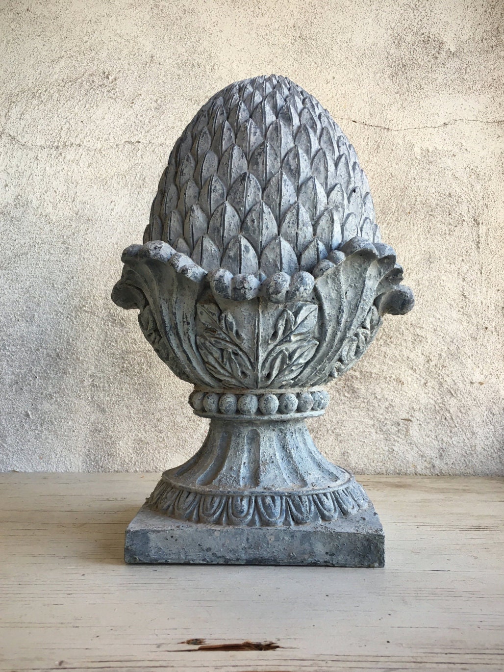 vintage distressed gray acorn finial, french country pineapple vintage distressed gray acorn finial, french country pineapple