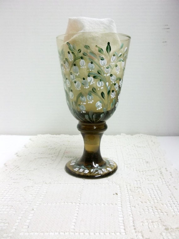 Smoke Glass Vase Votive Candle Holder Hand Painted