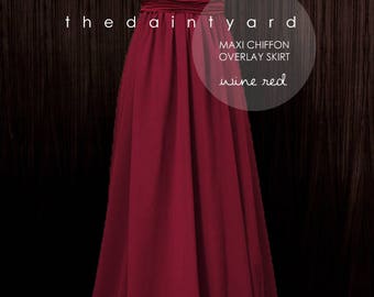 Chiffon Overlay Skirt in Wine red for Maxi Long Convertible Dress / Infinity Dress / Wrap Dress / Octopus Dress
