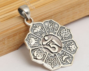 Sterling Silver OM Pendant, Yoga Pendant, Padma Zangpo Pendant, Meditation Pendant, 925 Silver OM Pendant, Buddhism Pendant 6.6g - ZY907